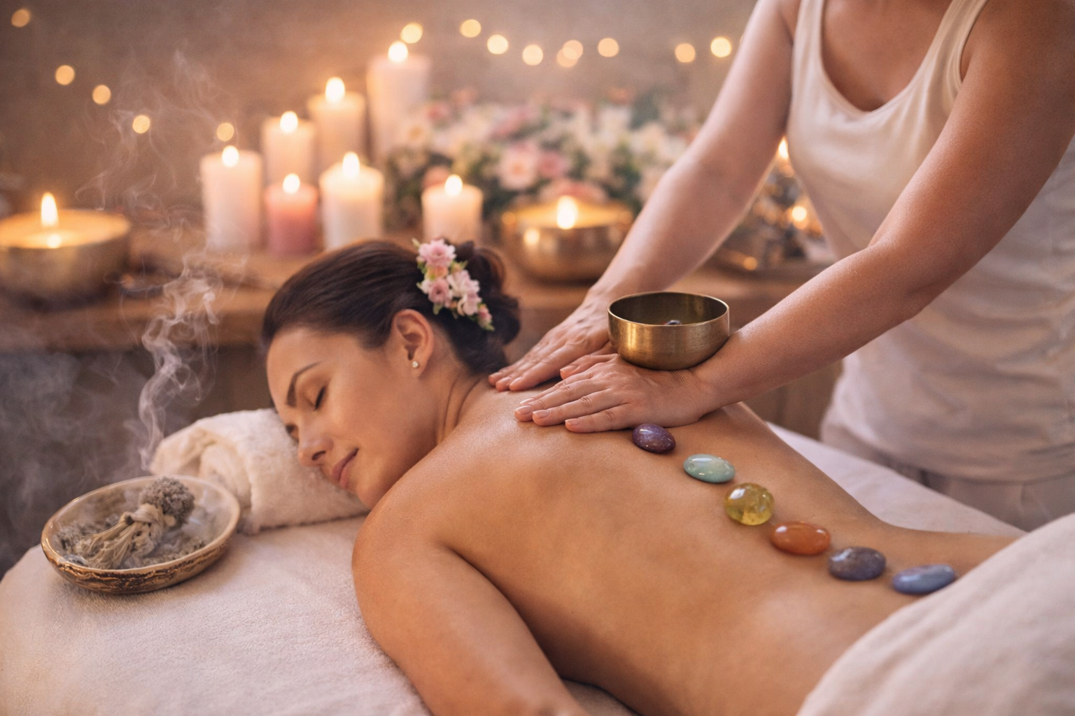 masaje con cristales chakra